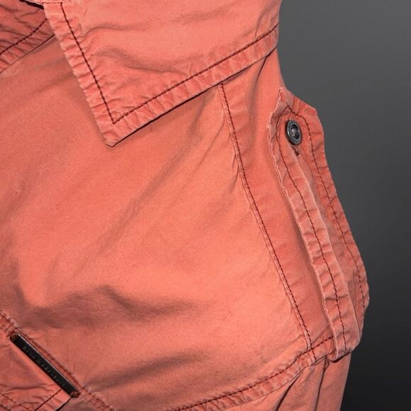 Rock Republic Faded Orange Peach Button Up Short Sleeve Shirt Size Small #91 - Picture 4 of 7